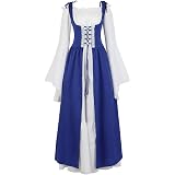 Robe Gothique Médiévale Pour Femme - Déguisement Halloween Ou Costume Renaissance - Manches Longues Et Corset Laçable - Tissu Confortable