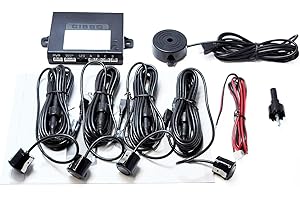 CISBO 18mm Detachable Rear Reverse Parking Sensor 4 Sensors Kit Audio Buzzer Kit (Silver)