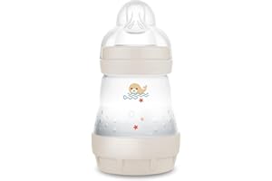 MAM Easy Start Anti-Colic Baby Bottle (160 ml) | 0+ Mon | Babyflasche für Neugeborene | Mit Bodenventil | 94% Akzeptanz | 96% Hebammen-Empfehlung | 80% weniger Koliken | Robbe/beige/cotton