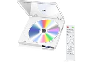 GAONAWAY Piccolo lettore DVD bianco per la casa, lettore DVD HDMI per TV, 1080p Full HD, region free, memory playerback, supporto USB, telecomando, cavo HDMI/RCA incluso