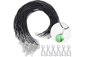 Anyasen Cordini per Collane Set Corda di Cera Cavo della Collana 2.0mm Cordoncino Cordino Laccio Catena Laccetti con estremità a moschettone e Pendenti Ganci Chiusura, 100 Pezzi
