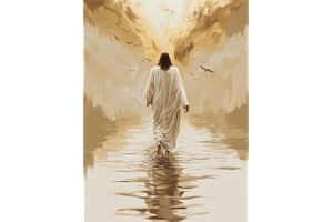 Baibexing Kristen religion Heliga tro Jesus går på vatten Väggkonst Poster Tryck Jesus Hugs Kvinna Tavla på duk Salong Heminredning A16 60 x 90 cm Utan ram