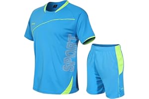 Adixun Boys Football Kits Kids Sports Football Jersey Sets Children Football Training Shorts and T-shirt Sets Gym Tennis School Pe Kits