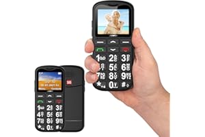 CHAKEYAKE Téléphone Portable à Gros Boutons pour Personnes âgées,Débloqué Senior Sim Gratuit avec Bouton d'urgence SOS,Téléphone Pay as You Go Facile à Utiliser avec Batterie 800 mAh(Noir)
