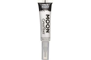 Moon Creations Face & Body Paint Tubes with Brush Applicator | White | 15ml | Ready to Use | Cruelty Free, Made in UK | Face Paint for Kids, Adults, Fancy Dress, Festivals, Halloween