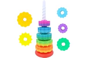 Oqunene Spinning Toy – Premium Stacking Toy for Kids - One Year Old Stacking Toys – Strong ABS Plastic – Rainbow Spinning Wheel Toy – Fun and Engaging Brain Development Toys