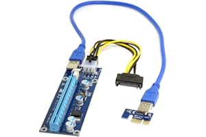 JSER PCI-E 1x a 16x Mining Machine Enhanced Extender Riser Adapter con USB 3.0 e cavo di alimentazione 6Pin