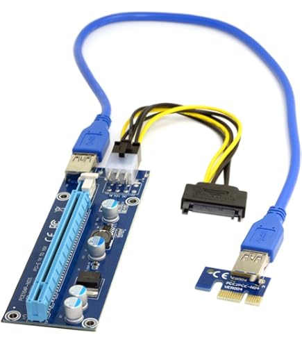 Carte Riser PCI-E 1X Vers 2 USB 3.0 Pour Mining Crypto - Compatible Cartes Graphiques, Sans Câble USB