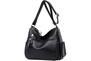 Sacmill Soft Ladies Leather Crossbody Bags Girls Lightweight Shoulder Handbags for Women Multi-Pocket with Adjustable Shoulder Strap