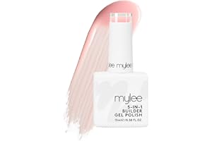 Mylee 5 in 1 Builder Base Strengthening Gel 15ml, UV/LED Nail Polish Coat for Hard Strong Nails Tips & Extensions, For Nail Art Decoration, Decals & Jewels, Professional Manicure Repair (Light Pink)