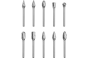 10 st volframkarbid jordgubbar för Dremel Wood Metal Gravyr | Roterande dubbelskurna fräsar med 1/8 tum skaft (3 mm) för träsnideri, borrning, polering, arbete, 10 modeller