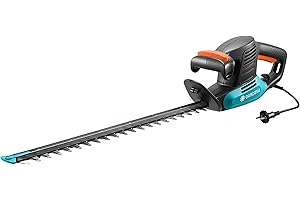 Tijeras cortasetos eléctricas EasyCut 500/55 de GARDENA: tijeras eléctricas para setos, 500 W, cuchilla de 55 cm de longitud, separación entre dientes de 18 mm, protector contra impactos (9832-20)