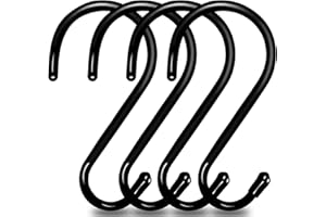 Baoswi 4 Stück große, robuste S-Haken, 15 cm, schwarz, gummiert, Metall, S-Haken zum Aufhängen, rutschfest, vinylbeschichtet, S-Haken, rostfrei, für Küche, Badezimmer, Schlafzimmer, Büro