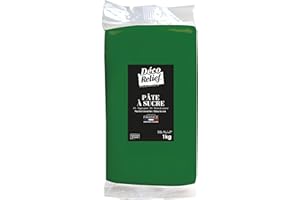 Déco Relief - Pâte à Sucre Verte 1 kg - Pâte à Sucre Professionnelle pour Gâteaux, Pâtisserie - Coloris Vert - Fabriquée en France