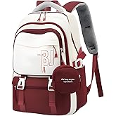 FWQPRA Girls Backpack School Backpack with Small Zipper Pouch Fashion Nylon with Padded Shoulder Straps & Handle Design Multi