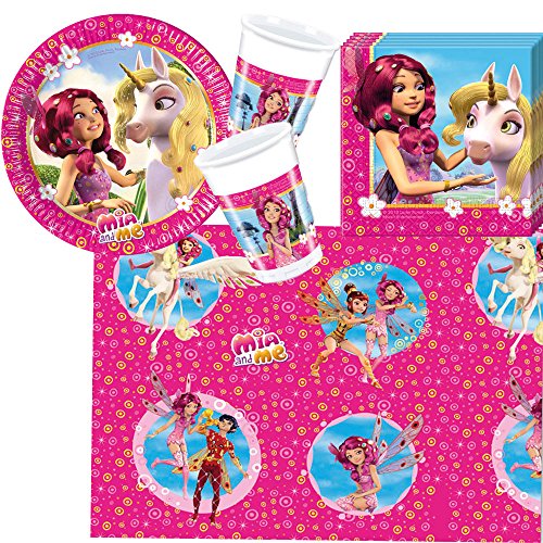 37-teiliges Party-Set Mia & Me Teller Becher Servietten Tischdecke für 8 Kinder