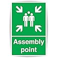 Fire Assembly Point Sign Outdoor (300 x 100 mm) Self Adhesive Waterproof Stickers Fire Safety Signs for Office, Hospitals, Schools & Malls Sara Prints®
