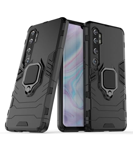 Cover LuluMain Per Xiaomi Mi 10 Lite 5G Con Anello Porta Dito E Cavalletto – Compatibile Con Supporto Magnetico Auto – Nero - 5