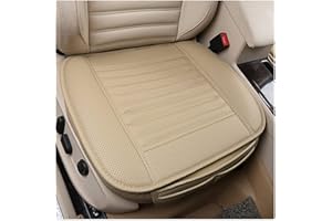 LIUNIAN Cuscino per seggiolino Auto Traspirante 1 Pezzo Coprisedile per Auto in Pelle con Carbone Attivo di bambù Universale Tappetino Anteriore per Auto, Coppia Beige