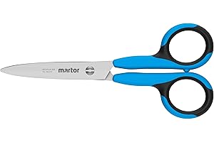 MARTOR Schere, kurze Sicherheitsschere/Bastelschere, SECUPLUS 363, für feine Schnitte, abgerundete Spitzen, Rostfreier Stahl, Rechts- & Linkshänder
