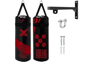 XN8 SPORTS Xn8 Kids 2FT Filled Boxing Punch Bag with Bracket – Heavy Duty Hanging Bag with Punching Number Combinations, Self-Learning for Boxing, Kickboxing, MMA, Muay Thai, Karate & Grappling for Boys & Girls