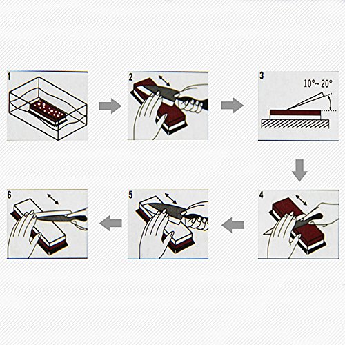IDEALEBEN Wetzstein Schleifstein mit zweiseitige Körnung 3000/8000 mit Anti-Rutsch Silikon Halterung - 6