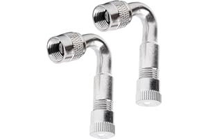 YIKAOMAI® Ventilverlängerung Kupferventiladapter Winkelventilverlängerung Autoventil Reifenventilverlängerung Winkelventil für Auto Motorrad Fahrrad Scooter (Silber 45°-Winkel)