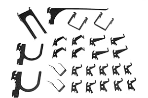 Wall Control KT-200-DLX B Assortimento di ganci Deluxe in metallo per pannelli portaoggetti con fessure, nero