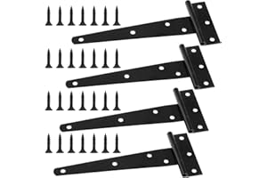 HOTUT T-Scharniere Schwerlast, 4 Stück 150mm Scharniere Klappbar T-Förmige mit 28 Stück Schrauben, Dreieck Türscharniere Verzinkt für Schuppentüren, Gartentüren, Fenster