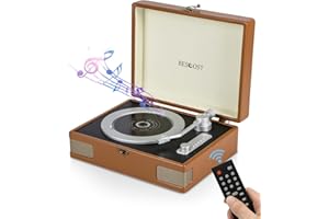 BESCOST Lettore CD Portatile, Stile Valigia Vintage,Lettore CD con Bluetooth 5.0, Altoparlanti HI-FI e Telecomando, Ideale Regaloper gli Amanti della Musica e dei CD (Marrone)
