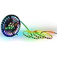 ALITOVE 32.8ft 24V WS2811 Addressable RGB LED Strip Light Programmable Dream Color Digital Flexible LED Pixel Light Rainbow Chasing Effect LED Rope 10m 600 LEDs 5050 SMD Non-Waterproof Black PCB