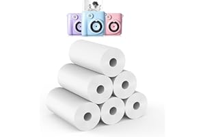 Hikkon Thermal Paper 6 Rolls for Kids Instant Camera - Zero Ink Printing Paper Thermal Print Paper Rolls for Most Kids Instant Digital Camera (White-6)