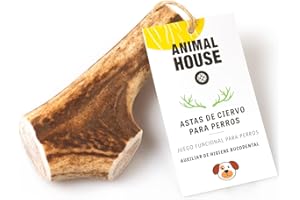 Animal House Cuerna de Ciervo 100% para Perros a Masticar, Juguete Hueso, Natural para Mantener los Dientes y Las encías sanos y limpios. para Todas Las Tallas (L)