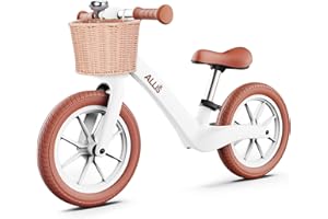 ALLIS BABY Allis LUMI 12" Balance Bike with Basket and Bell - Training Bike for Toddlers with Adjustable Seat for Age 2-5Y - Sturdy Design Puncture Proof Tires and Rust Resistant Frame