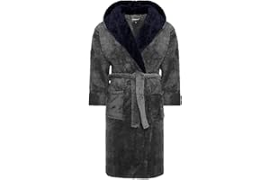 SnuggleME Dressing Gowns for Men | Super Soft Snuggle Hooded Dressing Gown | Men's Warm and Cozy Fleece Nightwear Robe | Gifts for Him