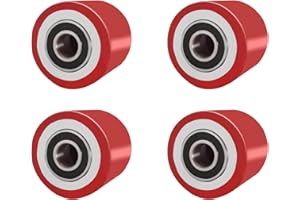 KDFALO 4 Stück Hubwagen rollen Polyurethan 80 x 70 mm, Achse 20 mm inkl,Kugellager Rollen für Hubwagen Ersatzrollen,Max Belastung 600 KG,Abriebfester,verdickter Kern