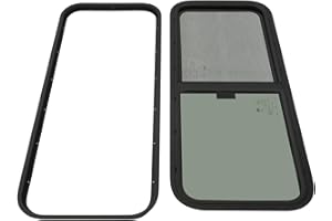 ALNEMY Fenêtre latérale de caravane - Fenêtre coulissante teintée avec anneau décoratif - Fenêtre basculante pour camping-car, caravane - 1000 x 400 mm - Pour camping-car universel avec une épaisseur de tôle