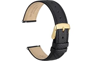 WOCCI Grace Watch Strap, Top Grain Leather, Quick Release Replacement Bands, Stainless Steel Buckle, Band Width 12mm 14mm 16mm 18mm 20mm