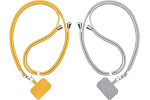 2NSPDRGNI Universal Handykette geeignet Kompatibel mit alle Smartphones, Kette zum Umhängen, Halsband Umhängen, Abnehmbare Handykordel zum Umhängen, Handyband mit jeder Hülle kombinierbar,Gelb Hellgrau