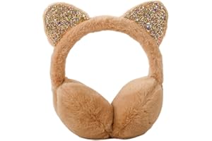 Fenical Süße Katzenohren Design Ohrenschützer Weiche Ohrenwärmer Winter Plüsch Ohrenschützer Kopfbedeckungen Winter Accessoire für Mädchen Dame Warm Halten (Khaki)