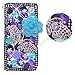 Produktbild spritech (TM) 3D Handgefertigt Lila Schwarz Diamant Kristall Schmetterling Blau Blume Design Leder Wallet, pattern 4, Sony Xperia Z2