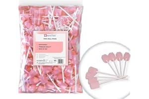 Omnitex Lot de 250 tampons buccaux roses de qualité supérieure | Bâtons jetables secs pour nettoyage de la bouche | Bâtons d'hygiène buccale | Tête hexagonale en mousse pour fournir 6 bords de