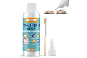 Allony Buchbinderleim, Papierkleber, Stark Und Wasserfest Buchleim mit Bürste für Buch Binden/Reparatur/Karton/Diy-Handwerk, 200ml