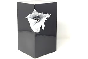 Aesthetic Urns Moderne Ascheurne aus Keramik mit Mini-Herz, glänzend grau, 29 cm - Ø 20 cm, 5 Liter, rechteckig, goldenes Herz, Hochglanz-Finish