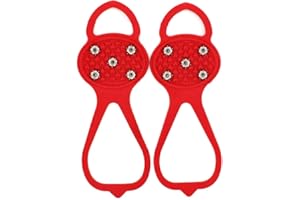 LICHENGTAI Uniwersalne antypoślizgowe kolce chwytaka, uchwyty kolce antypoślizgowe na buty, uchwyty do lodu do butów butów, antypoślizgowe uchwyty śniegowe, silikonowe raki lód chwytacze klina osłona na buty do wędrówek chodzenia, czerwone