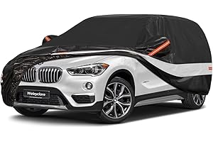 Weleyclore SUV Car Cover Waterproof Breathable,100% Waterproof Outdoor 4X4 Car Covers Rain Snow UV Protection.Custom Fit for BMW X1,Audi Q3,Volvo XC40,MINI Countryman,etc,Black B8