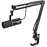 Microfono Dinamico per podcasting con supporto per braccio, TONOR streaming e giochi microphone a Condensatore, USB/XLR, 3.5m