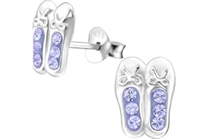 Ballet Shoe Earrings Gift - Sterling Silver with Sparkly Crystals