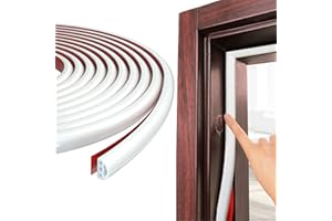 Esufeir 15M White D-shape Rubber Door Seal Upvc Window Weather Stripping Replacement for 2.5-6mm Gap,Self Adhesive Pvc Sound Proofing Door Frame Strip Draft Excluder,Insulation Tape Noise Wind Blocker