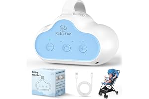Robofun Kinderwagenschaukler, Einschlafhilfe Baby Wiederaufladbar (USB-C), Schlafhilfe Für Baby Mit 30, 60, 90 Min Timer, 3 Einstellbare Schaukelintensitäten, Universell Für Kinderwagen & Buggy